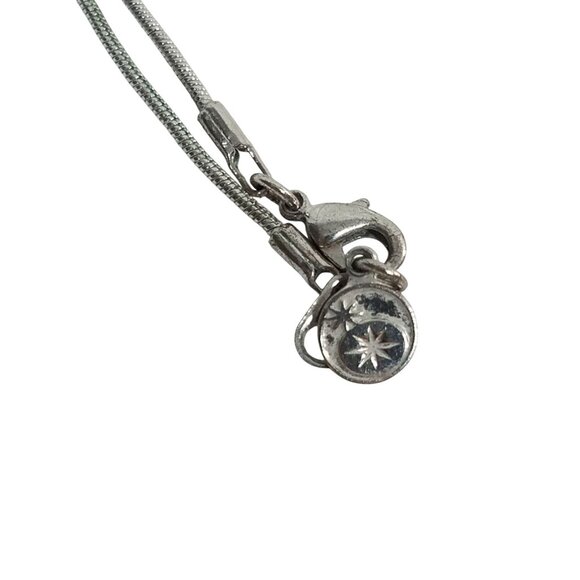 Faux Opal Confetti Oval Pendant Necklace Iridescent Silver-toned Chain Vintage - Picture 3 of 6